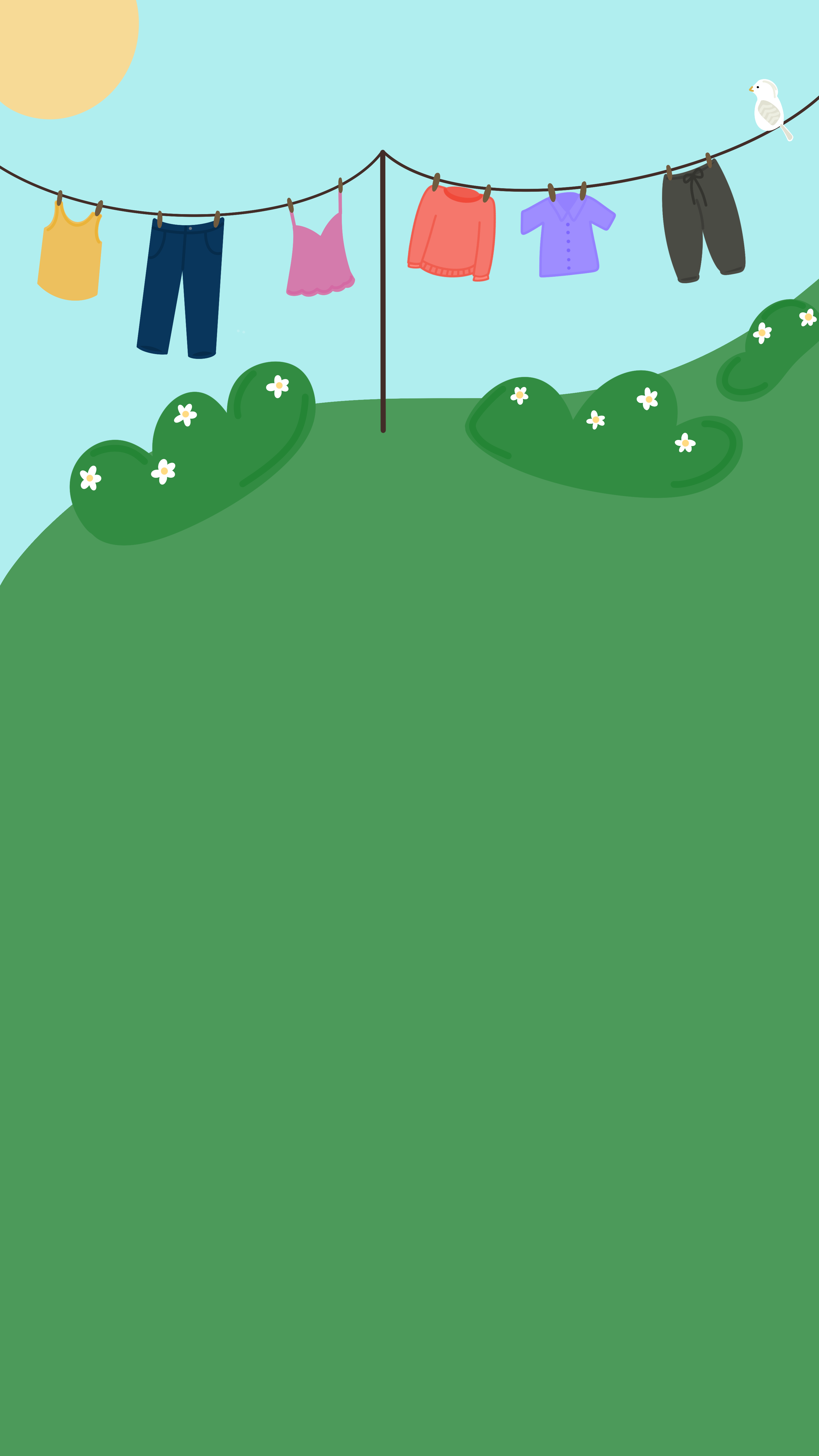 Worn app — clothesline illustration